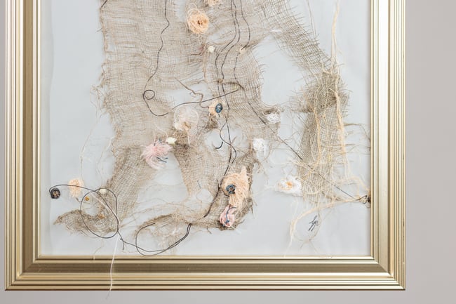 Lambeau d'étoffe sur verre