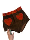 suede heart hot pants