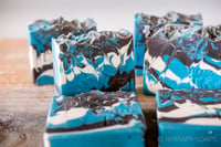 Image 2 of Men's Soap, Manly Soap, Musky, Woodsy Blue Brown Vegan Soap Bar | Scent: Teakwood