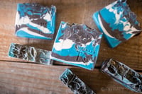 Image 4 of Men's Soap, Manly Soap, Musky, Woodsy Blue Brown Vegan Soap Bar | Scent: Teakwood