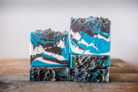 Image 3 of Men's Soap, Manly Soap, Musky, Woodsy Blue Brown Vegan Soap Bar | Scent: Teakwood