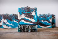 Image 1 of Men's Soap, Manly Soap, Musky, Woodsy Blue Brown Vegan Soap Bar | Scent: Teakwood