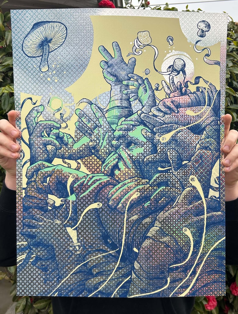 Image of Get a Grip (art print on Circular Patterned Foil)