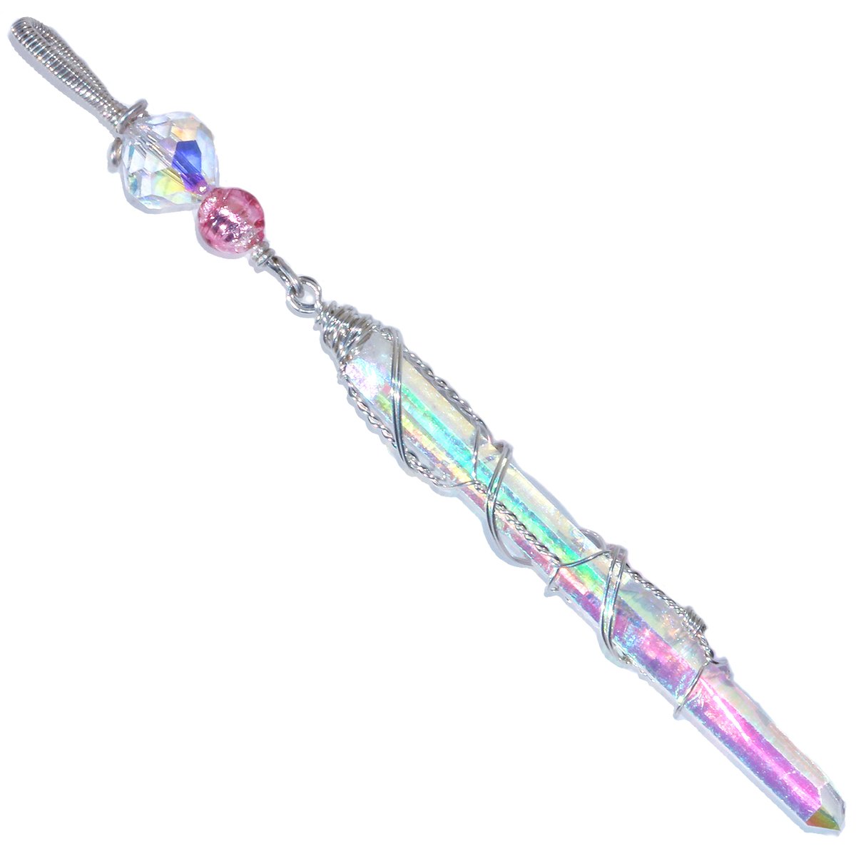 Long Thin Angel Aura Quartz Crystal Pendant