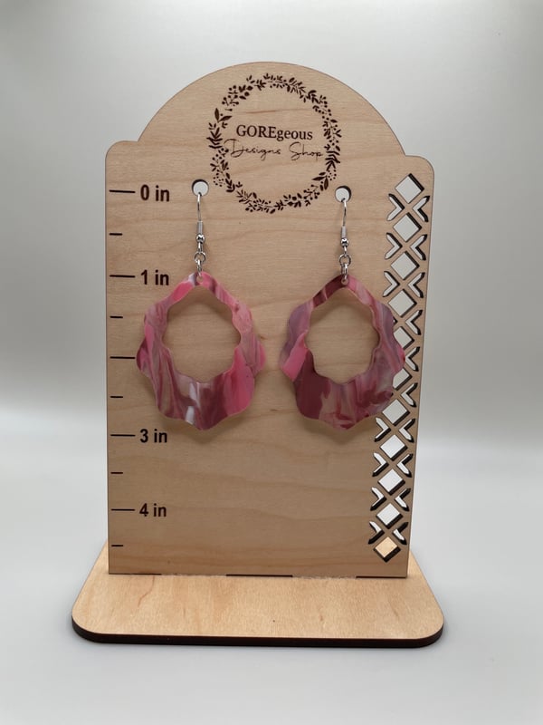 Image of Pink and Gold Marble Acrylic Earrings