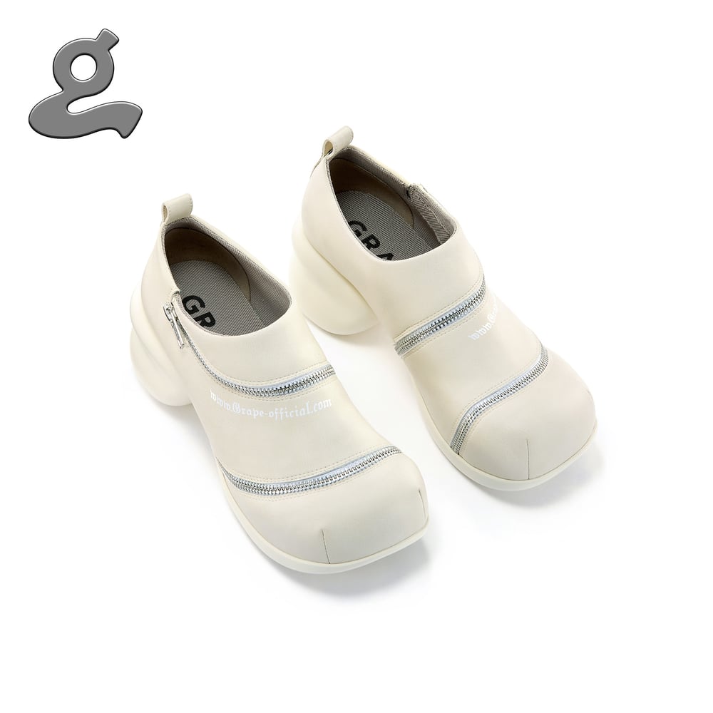 Image of Cream Spiral Zipper Platform shoes