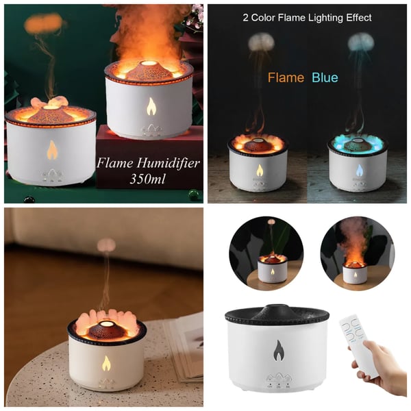 Image of 2023 Volcanic Flame Aroma Essential Oil Diffuser USB Portable Jellyfish Air Humidifier Night Light L