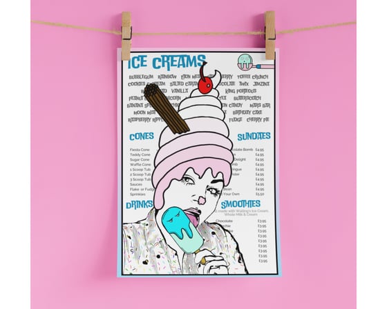 Image of Ice Cream Girl A4 Print