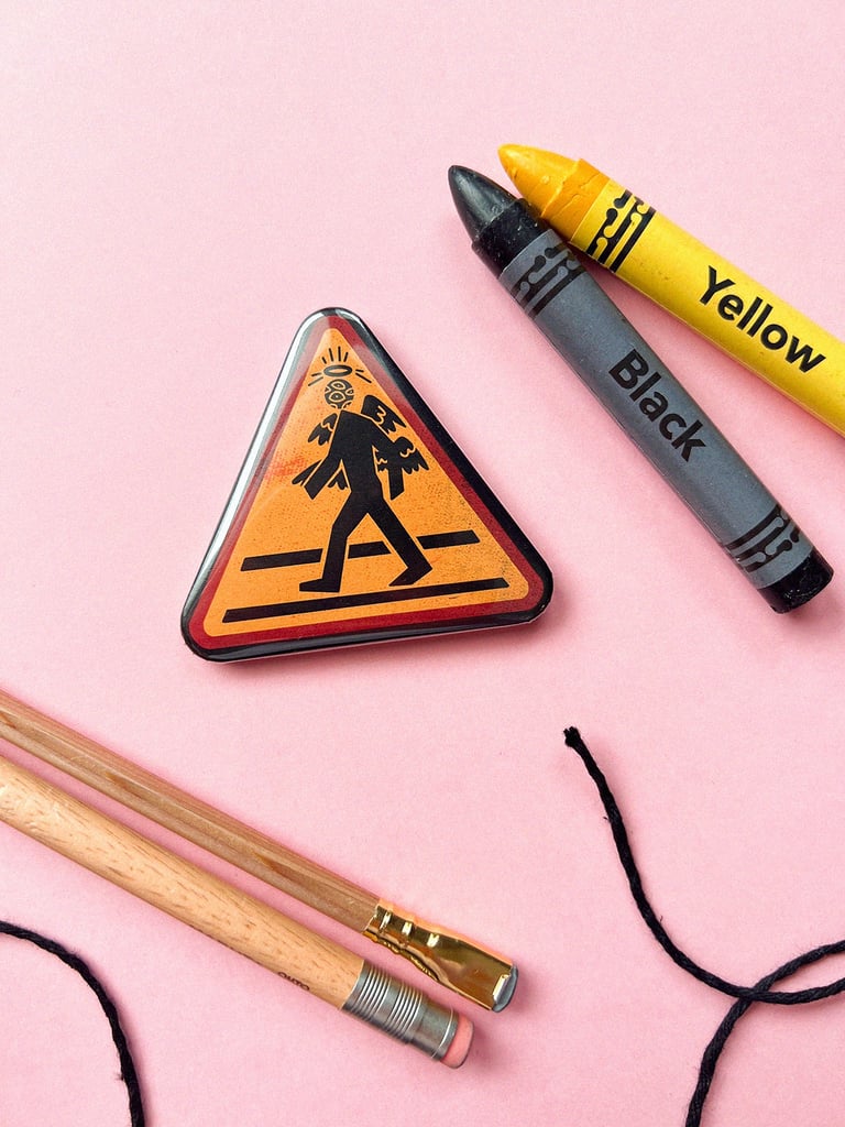 Angels Warning! Triangle Badge Image 2