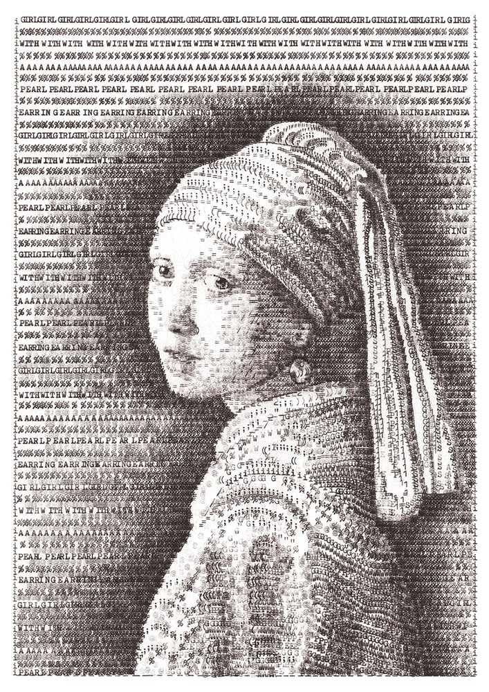 Image of Girl With A Pearl Earring Signed Typewriter Art