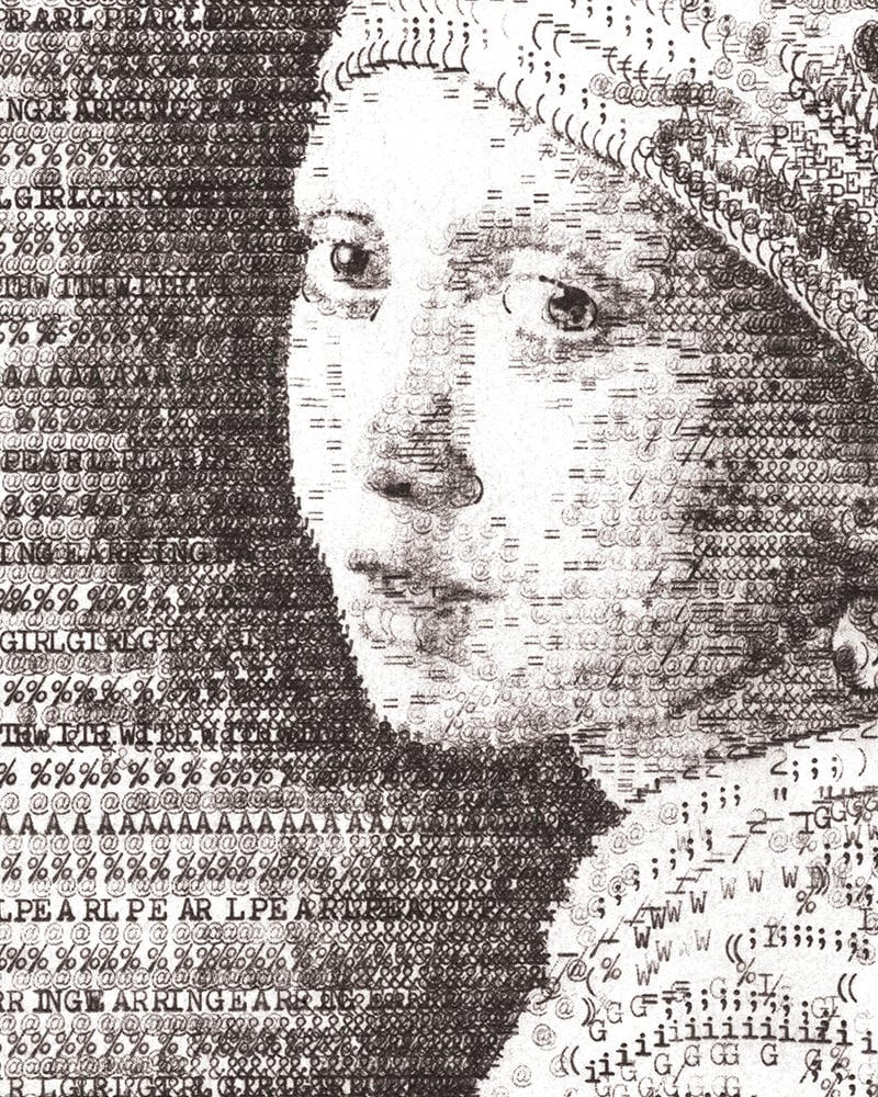 Image of Girl With A Pearl Earring Signed Typewriter Art