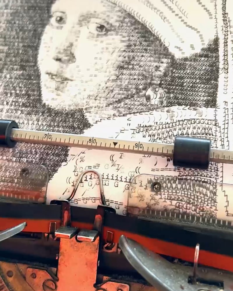 Image of Girl With A Pearl Earring Signed Typewriter Art