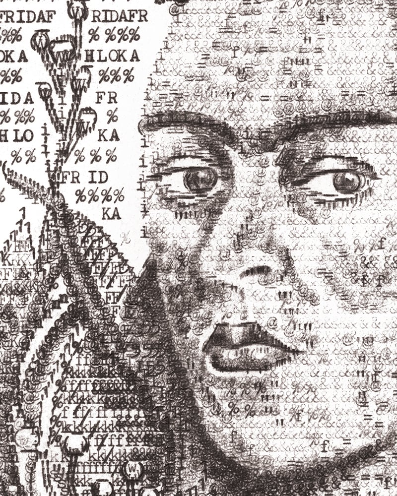 Image of Frida Kahlo Signed Typewriter Artwork by James Cook 