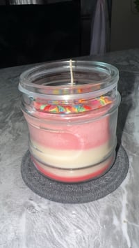 Image 1 of Handmade soy wax candle. Birthday cake with sprinkles 