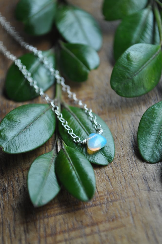 Image of Tiny Ethiopian Opal Necklace in Sterling Silver