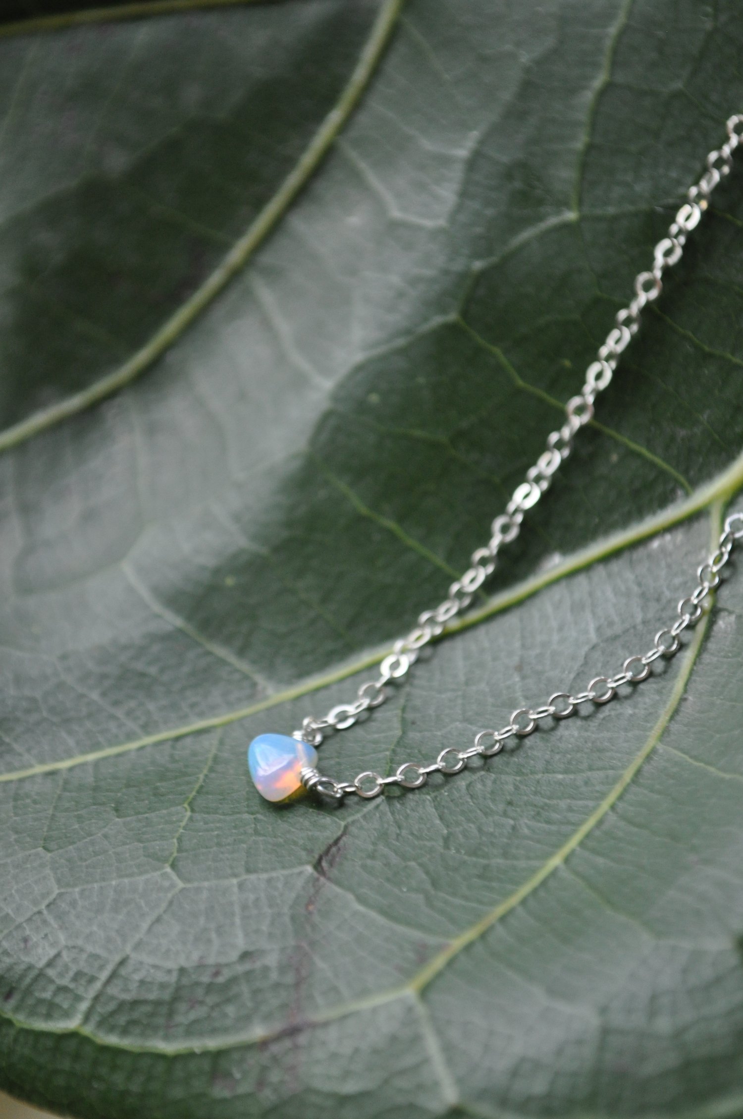 Image of Tiny Ethiopian Opal Necklace in Sterling Silver