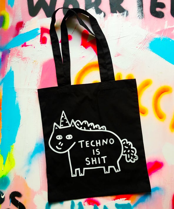 Image of Techno Black Tote Bag