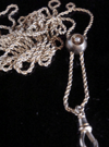 EDWARDIAN 9CT YELLOW GOLD LONGUARD 9.9G 50 INCHES DIAMOND SLIDER ROPE CHAIN