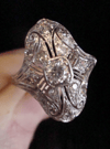 ORIGINAL ART DECO 18CT PLATINUM OLD TRANSITIONAL CUT DIAMOND BOMBE 0.50CT RING