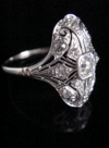 ORIGINAL ART DECO 18CT PLATINUM OLD TRANSITIONAL CUT DIAMOND BOMBE 0.50CT RING