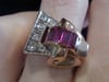 RETRO 1940s TANK 18CT YELLOW GOLD RUBY DIAMOND SET RING