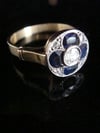 Art Deco Platinum 18ct sapphire and old cut diamond pave 4 leaf clover ring