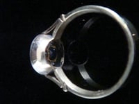 Image 4 of Art Deco Platinum 18ct sapphire and old cut diamond pave 4 leaf clover ring