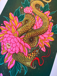 Image 1 of Snake with Chrysanthemums Limited Edition Print