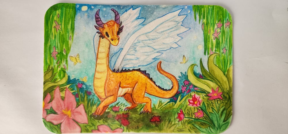 Image of Watercolor Dragon Postcard 