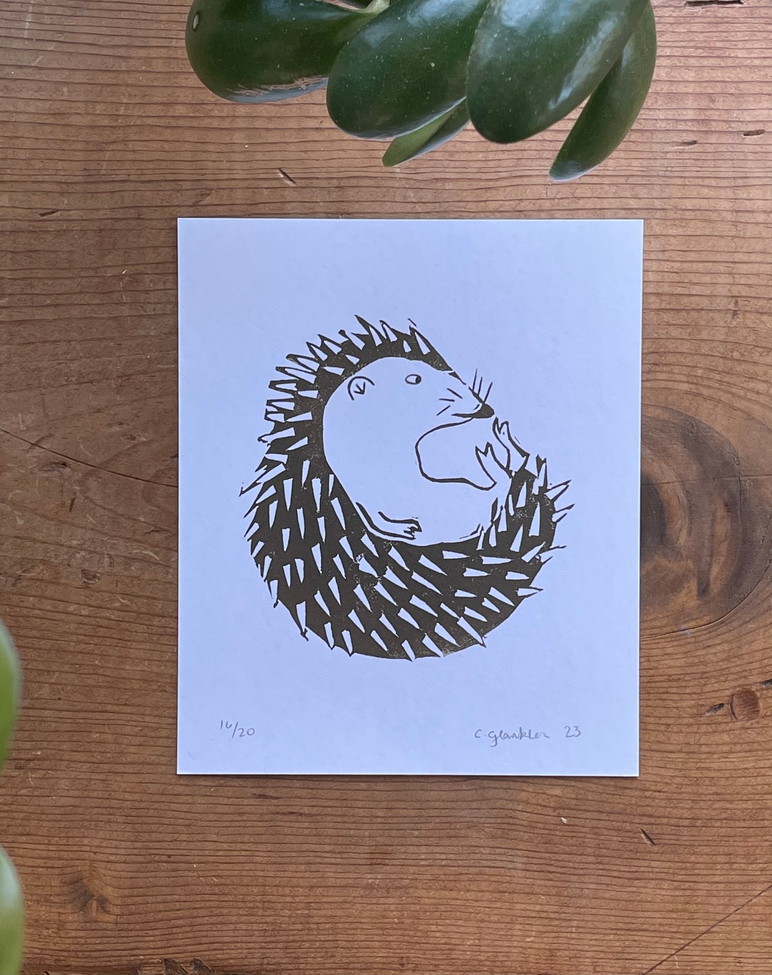 Hedgehog Relief Print 