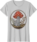 Image 2 of 🍄 Amanita Women's Mushroom Cat T-Shirt - Light Grey - Medium - 100% Cotton - Cottagecore