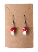 Image 2 of 🍄 Amanita Mushroom Earrings - Hypoallergenic - Stainless Steel - Cottagecore