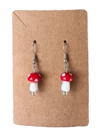 Image 2 of π Amanita Mushroom Earrings - Hypoallergenic - Stainless Steel - Cottagecore
