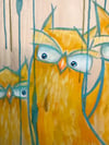 Yellow Owl Family Of Five