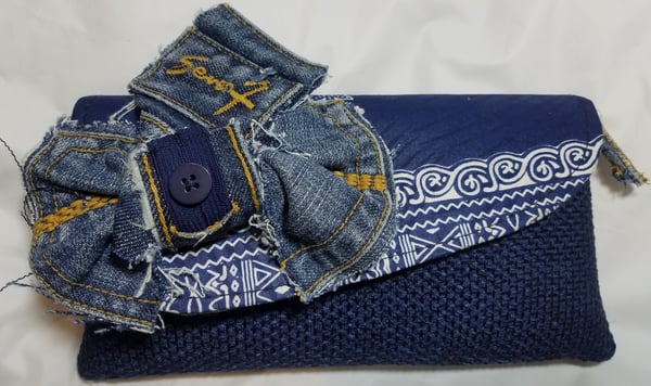 Image of Tasty Raw Edge Denim “Bluesy Clutch”
