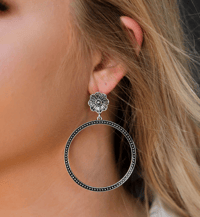 Image 2 of Silver Dotted Hoop Earrings