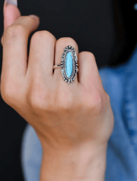Adjustable Burnish Silver With Turquoise Stone