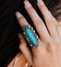 Adjustable Elongated Turquoise Ring