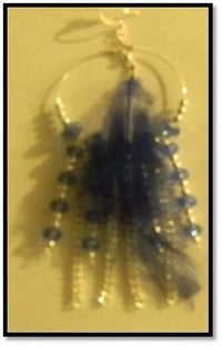 Silver & Lapis Chain Earrings with Feathers