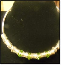 Image 2 of Silver and Green Beaded Earrings and Bracelet & Necklace Set