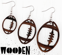 1.5" Wooden Football Earrings