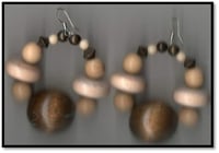 Round Beaded Wooden Earrings