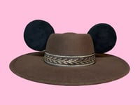 Image 1 of Brown Fedora with Black Mouse Ears