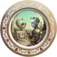 Image 1 of Robot Couple 1 - Fine China Plate - #0743