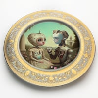 Image 2 of Robot Couple 1 - Fine China Plate - #0743