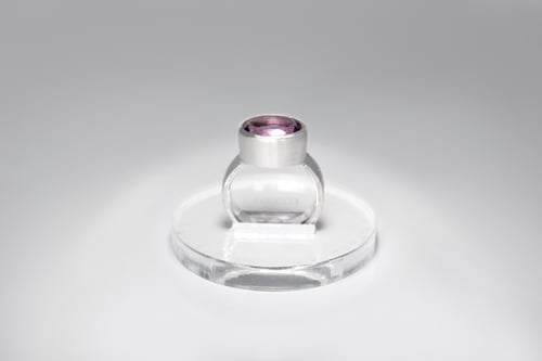 Image of "Everything divine and human" silver ring with amethyst  · DIVINA HUMANAQUE OMNIA ·