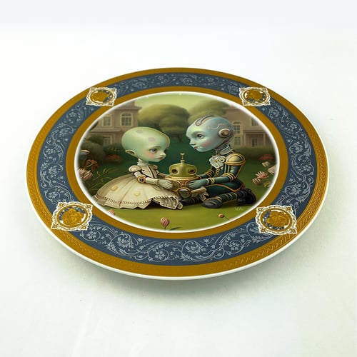 Image of Robot Couple 3 - Fine China Plate - #0773