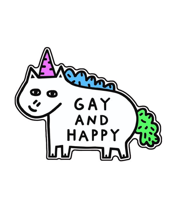 Image of Gay and Happy Fridge Magnet 