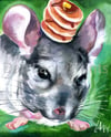 Canvas Print / "Chinchilla with Pancakes" from Original Dan Lacey Painting