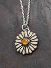 Daisy recycled textured silver & yellow chalcedony pendant